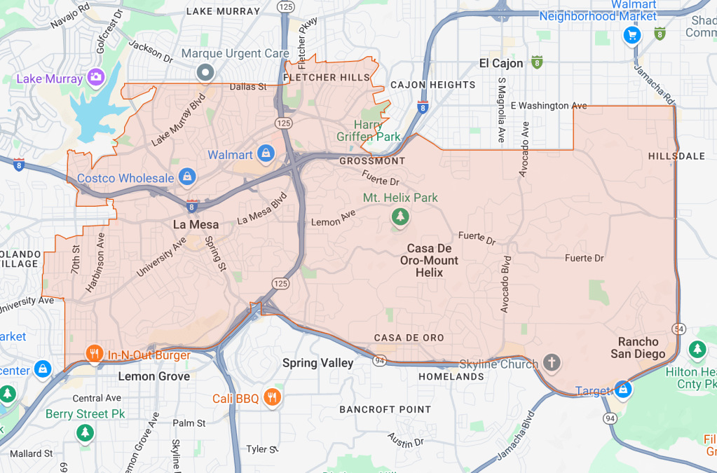 Google Maps area of GUHSD Trustee Area 2, represented by Scott Eckert.